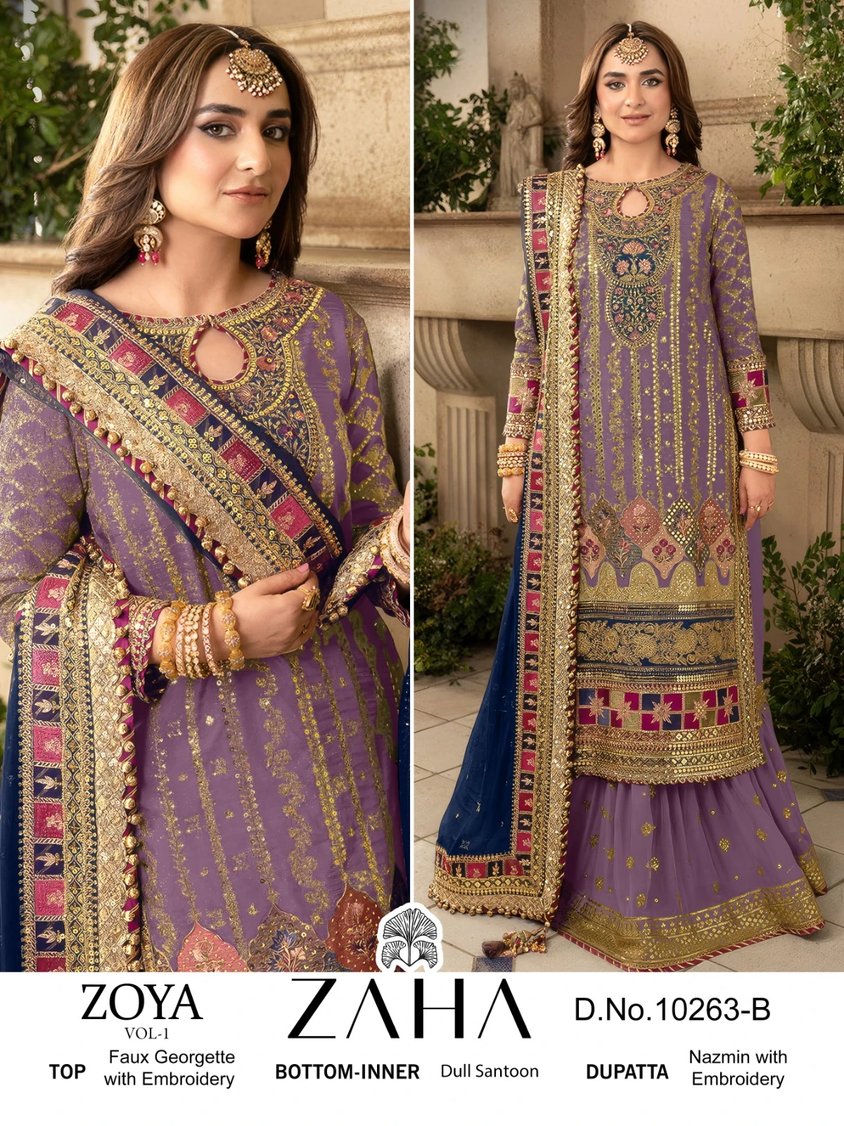 Zaha Zoya Vol 1 Faux Georgette Wholesale Pakistani Salwar Suit Catalog — Wholesale Salwar Suits, MPA wholesale from Surat - Gallery Image 4
